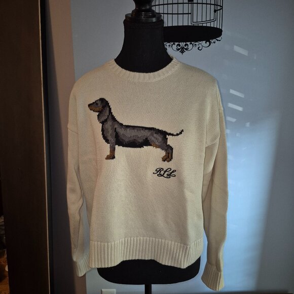 NWT Ralph Lauren Cropped Dachshund Cotton Sweater (XL) - Picture 3 of 9